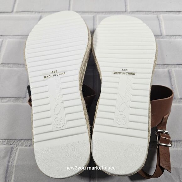 Athlefit women's wedge sandals Brown and tan and white size 6.5 - Picture 6 of 7